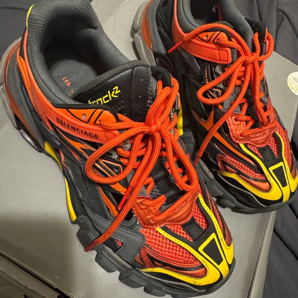 Balenciaga Track Sneakers in Red Yellow and Black
